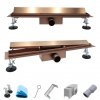 Zestaw prysznicowy KFA MOZA miedź szczotkowana + AQUALINE Odpływ liniowy podłogowy 2w1 pod płytkę - 90 cm LM04900 + 5736-920-34